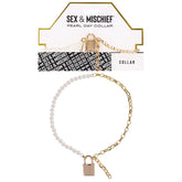 Sex and Mischief Pearl Day Collar for Elegant Submission and Sophistication Gold > Bondage Gear > Collars